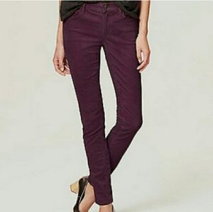 Burgundy LOFT Modern Skinny Fine Wale Cords